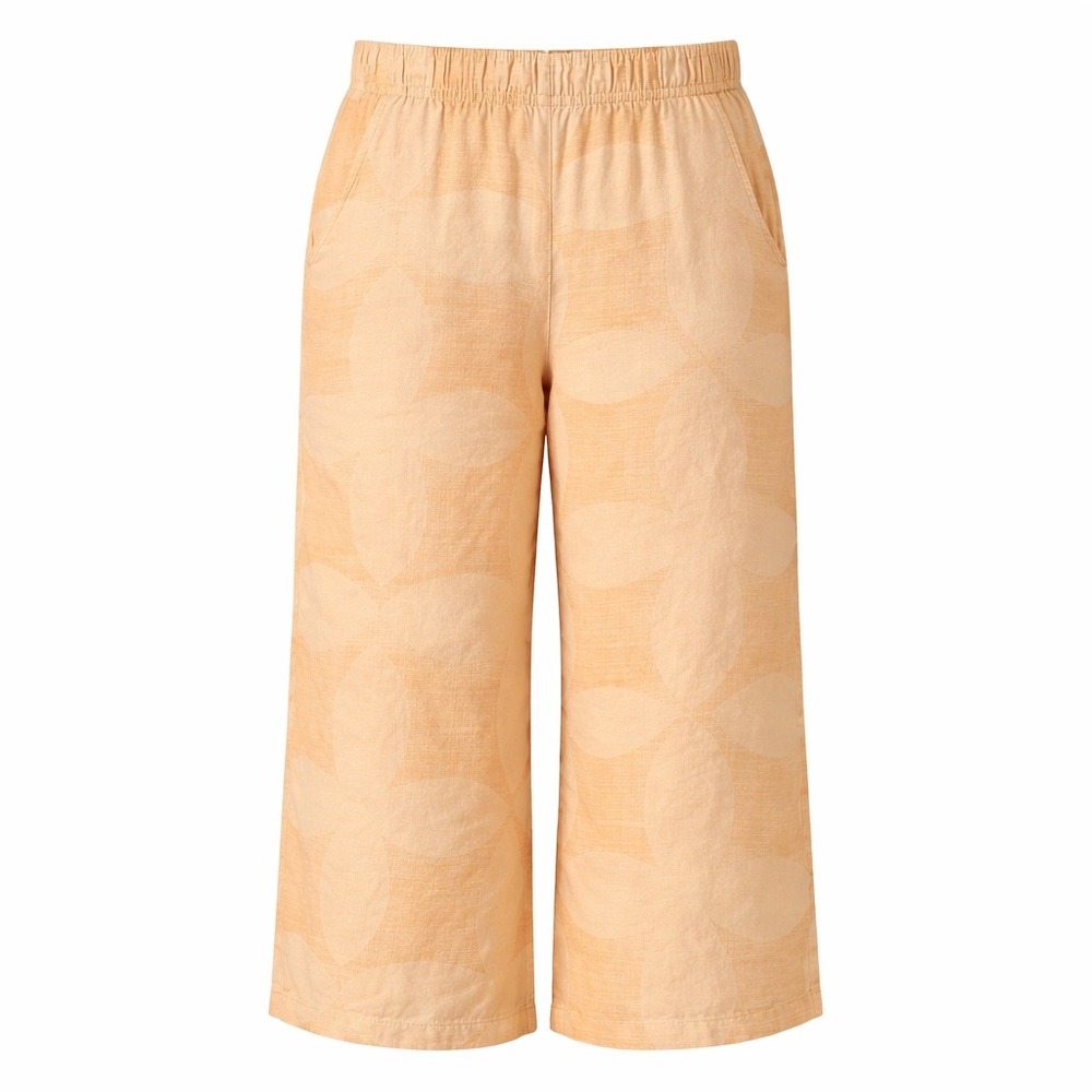 Joie Womens Orange Geometric Petal Print 100% Linen Wide Leg Pants Size Medium